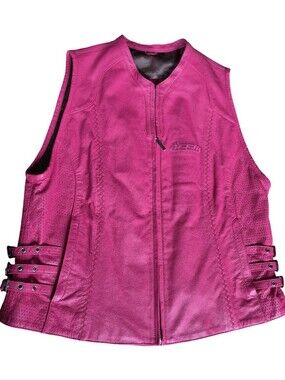 Icon Moto Pink Zip Front Leather Vest Womens Size XL